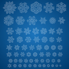Set of different hand-drawn snowflakes