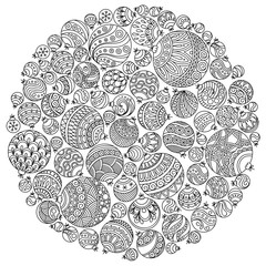 Pattern for coloring book Christmas hand-drawn decorative elemen