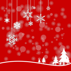 Xmas snowflakes on red background 