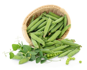 Green peas in basket.