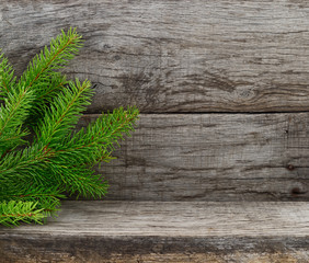 Christmas Tree on wooden background.
