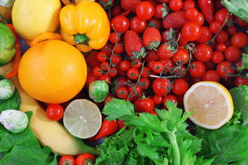 Fresh fruits and vegetables closeup