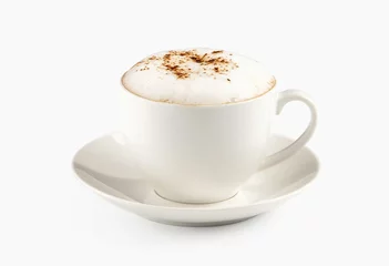 Foto op Plexiglas A cup of espresso coffee with foam isolated over white © dionoanomalia