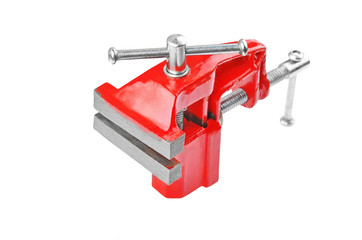 Mechanical hand vise clamp, isolated on white background
