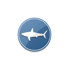 Blue shark icon with shadow