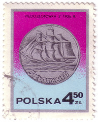 POLAND - CIRCA 1977: a stamp printed by POLAND shows vessel, circa 1977