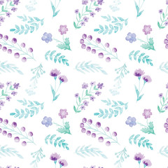 Fototapeta na wymiar Seamless pattern with violet flower