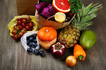 Fruits and vegetables on table