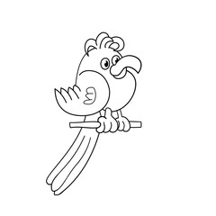 Coloring page outline of funny parrot