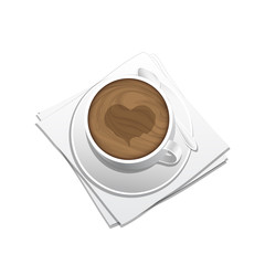 Cup of coffee on the sauser. Vector, EPS 10