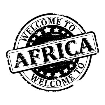Scratched black stamp with the words - welcome to africa - illustration