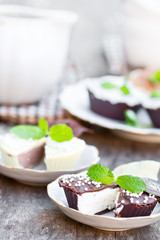 Homemade   chocolate candies with sweet cheese cream