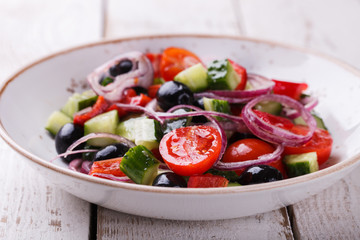 Greek salad.selective focus