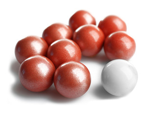 Bunch of ball isolated on white, individuality concept