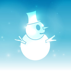 Vector : Abstract fog and snowman on blue background