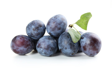 Fresh plums isolated on a white