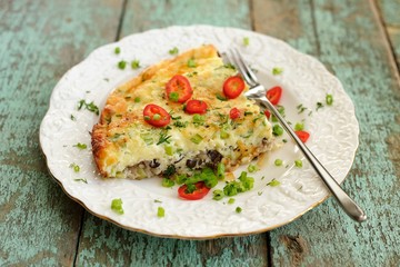 Chili omleette in white plate