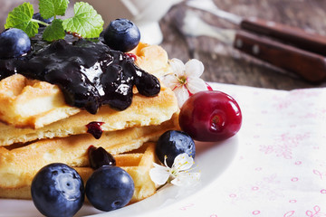 freshly baked sweet waffles