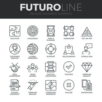 Business Elements Futuro Line Icons Set