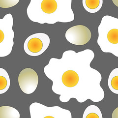 Funny background with eggs and omelets