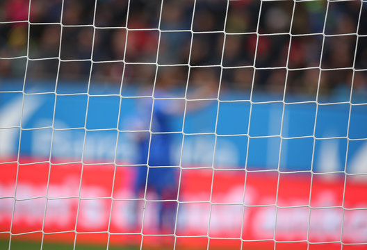 Fussball Tornetz mit unscharfen Hintergrund