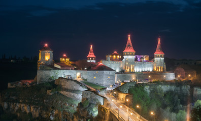 Kamianets Podilskyi in night