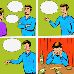 Comic strip with debate of two persons vector