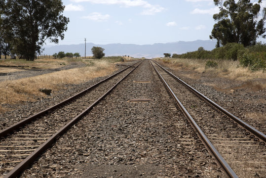 Railway tracks in the hamlet of Pools Swartberg region South Africa