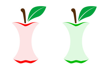 Icono plano manzana mordida en varios colores 