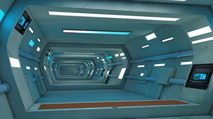 Obraz premium Futuristic interior corridor stage