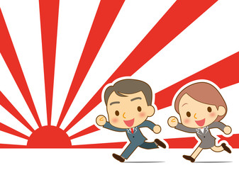 新春　希望に向かって走るビジネスマン