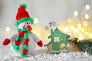 Cute snowman on Christmas background