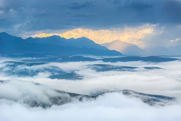 The Caucasus mountains in the evening