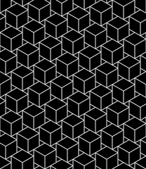 Vector modern seamless geometry pattern cubes, black and white abstract geometric background, trendy print, monochrome retro texture, hipster fashion design