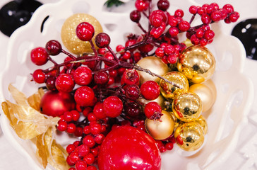 Decoration on christmas table