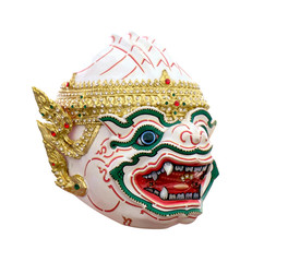 Thai ramayana mask figurine/Hua Khon, Thai ramayana mask figurine on white background. (Hanuman)