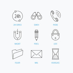 Phone call, pencil and mail icons.