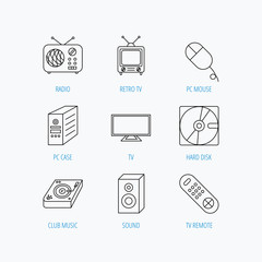 Sound, club music and retro radio icons.