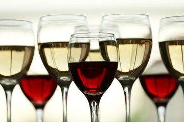 Wine glasses with wine closeup