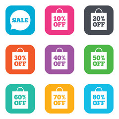 Sale discounts icons. Special offer signs.