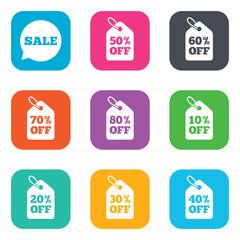Sale discounts icons. Special offer signs.