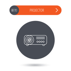 Projector icon. Video presentation device sign.