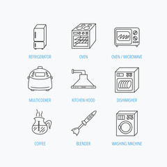 Microwave oven, washing machine and blender.