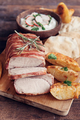 Rolled meat and potatoes