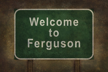 Welcome to Ferguson roadside sign illustration