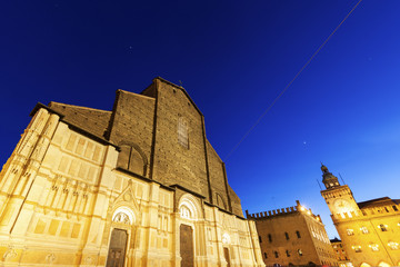 Fototapeta na wymiar San Petronio Basilica on Piazza Maggiore in Bologna