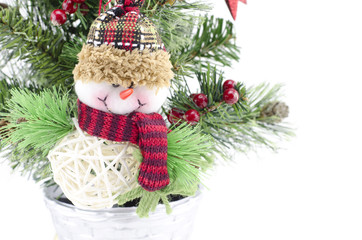 composition of santa claus with christmas tree isolated on white background