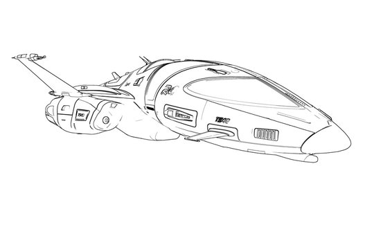 Spaceship Black Sketch