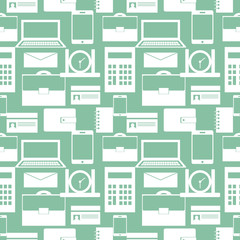Fototapeta premium Seamless vector pattern, background with elements of business, work and office over light backdrop