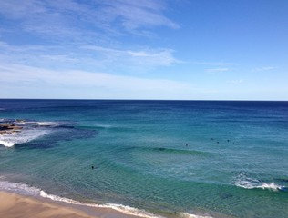 surfing under the blue sky